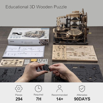 Jigsaw Night City 3D Wooden Puzzle Marble Run Mechanical Model Kits LGA01