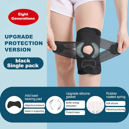 Knee Brace Support 3D Weaving Breathable Sleeve Gym Jogging Sports Joint Pain   (Black(1 Pair),M)