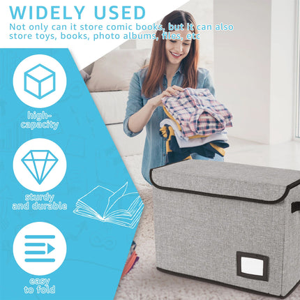 Comic Book Storage Box Foldable Comic Book Bin Washable Integrated Comic (grey)