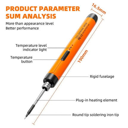 Electric Soldering Iron Kit Auto Sleep 3-Speed Temperature for Precision Repair Black