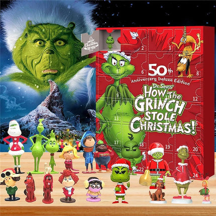 Christmas Advent Calendar The Grinch Elf Figures Doll Countdown Calendar Red