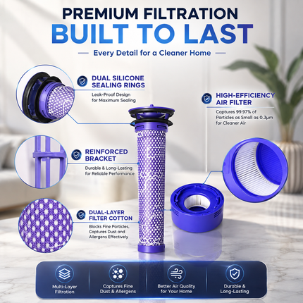 2Pcs For Dyson V8 V7 Vacuum Cleaner Pre Post Filter Replacement