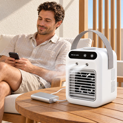 Portable USB Mini Air Cooler Fan with Mist 500ml Water Tank 2 Speed Desktop Cooling Fan