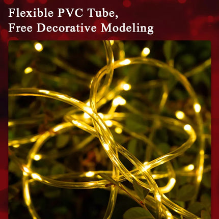 Waterproof Garden Fairy Solar Rope Lights String Decor Xmas Outdoor LED Strip Warm Light