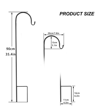 8X Shepherd Hooks 90cm Plant Basket Hanger Crook Garden Stakes Bird Feeder Pole