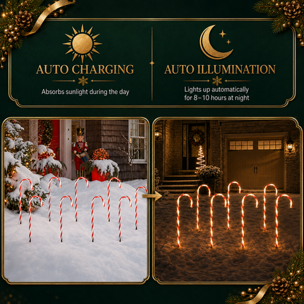 5 Pack 54cm Solar LED Candy Cane Christmas Lights IP65 8 Modes Garden Pathway