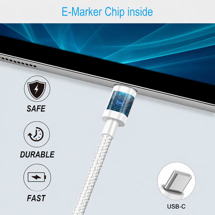 Pink 60W 1M Braided USB C Type C Data Charger Cable For Samsung Xiaomi Huawei Oppo