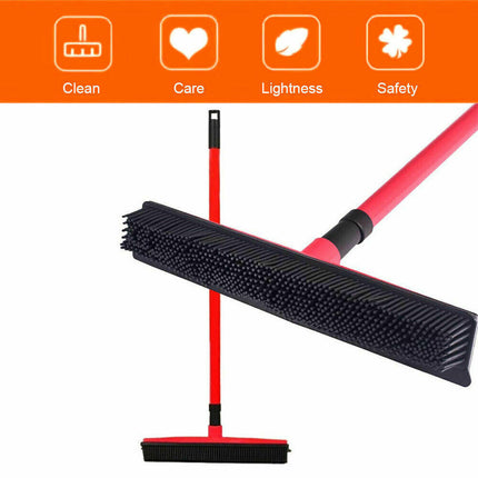 Rubber Broom For Dog Cat Pet Hair Car Windows Handle Sweeper Squeegee Floor Red