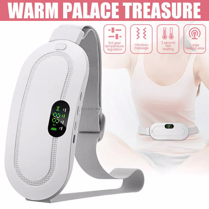 Electric Heating Pad Massage Period Pain Relieve Therapy Menstrual Cramp Belt White