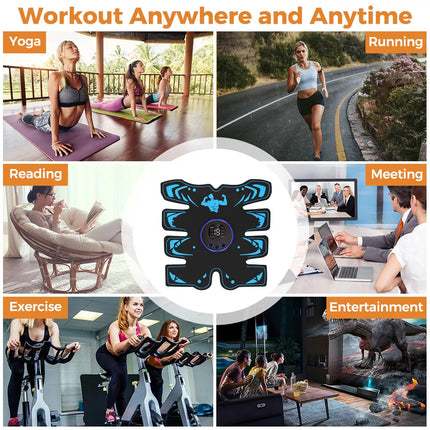 EMS Muscle Stimulator Rechargeable Abs Trainer Abdominal Toner Electronic Belts