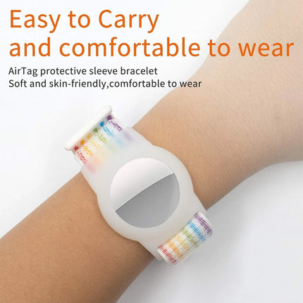 Apple AirTag Case Wristband Protective Cover Nylon Rainbow