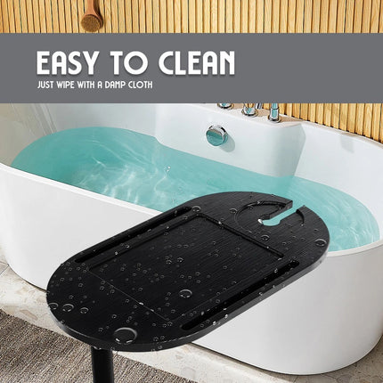 Bamboo Bathtub Tray Caddy Shelf Table Adjustable Height Bath Side Table Stands