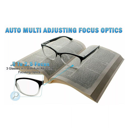 2 x One Power Auto Focus Presbyopi Reading Glasses Readers Adjustable 0.5-2.5 +
