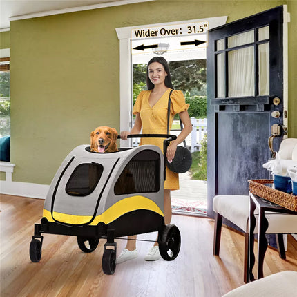 XXL Large Dog Stroller Outdoor Pet Jogger Stroller with Easily Walk in/Out Doors