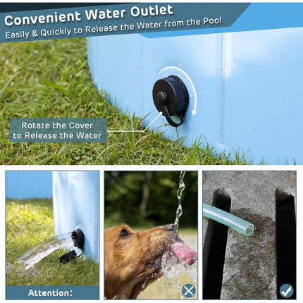 120x30cm Foldable Pet Swimming Pool Durable PVC Dog Pool for Outdoor & Indoor Use Light Blue