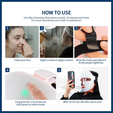7 Colour LED Photon Face Mask Light Neck Rejuvenation Skin Wrinkle Therapy