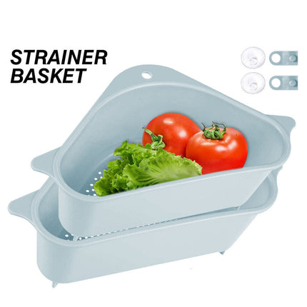 2PCS Sink Kitchen Storage Drain Basket Rack Shelf Holder Strainer Organizer