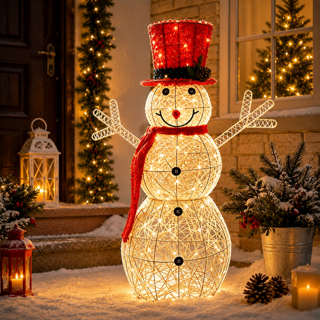 90cm Christmas Snowman LED Light Up Decor Warm White Holiday Indoor Outdoor
