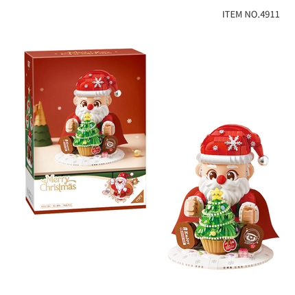 LOZ Christmas Santa LED Tree Night Light Mini Bricks Building Toy Gift 1630pcs