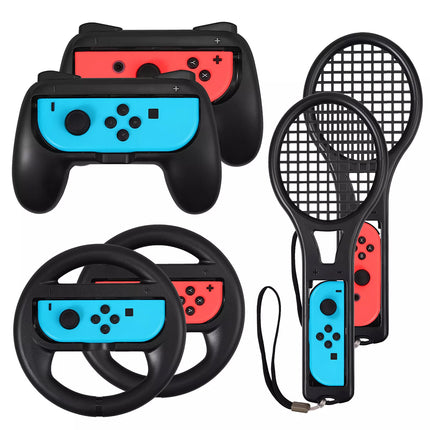 Steering Wheel Handle Tennis Racket Kit For Nintendo Switch Controller Joy-Con