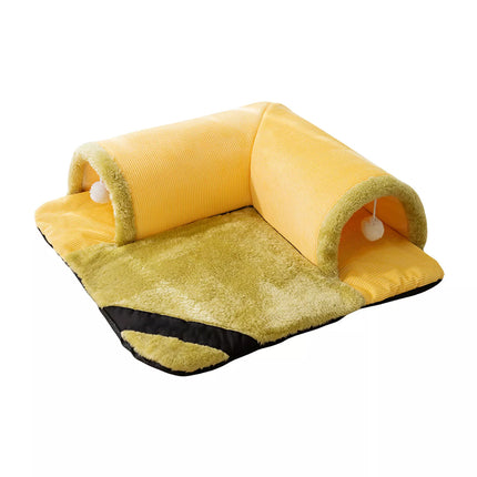 Cat Tunnel Bed Cat Bed House Interactive Toys for Pet Mat Cat Small Dogs Gift Green
