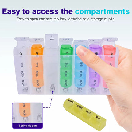 2Pcs Pill Box 7 Day Medicine Tablet Dispenser Organiser Weekly Storage Case Container