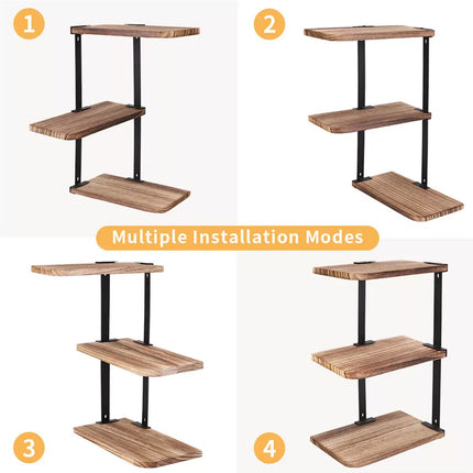 3 Tier Ledge Corner Shelf Modern Floating Wall Shelves Storage Display Shelving