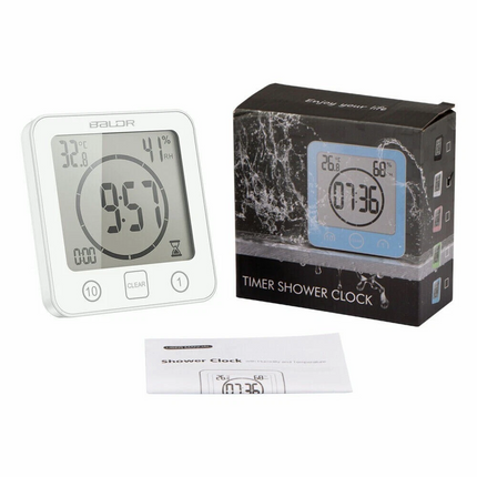 Waterproof Digital Bathroom Shower Clock Timer Alarm Temperature Meter Humidity