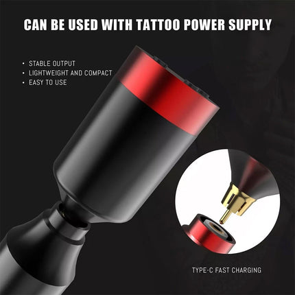 Wireless Tattoo Gun Kit Complete Rotary Pen Machine With Power Supply Ink Needle
