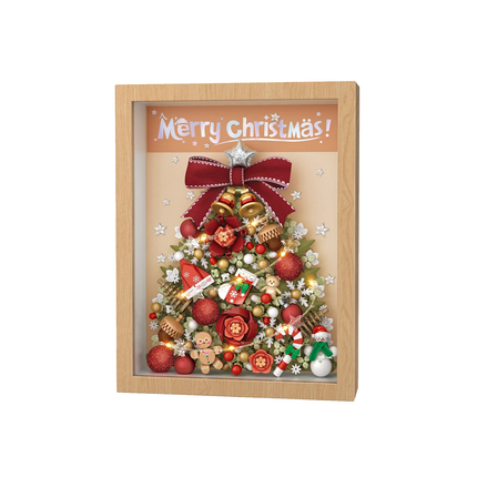 Red Christmas Tree LED Wooden Frame Mini Bricks Building Toy Home Decor Gift AU