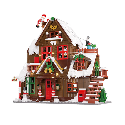 LED Christmas Cabin House Interactive Building Blocks Mini Bricks Toy Gift AU