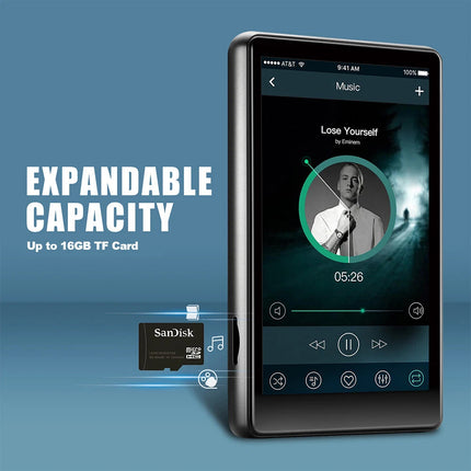 Bluetooth MP4/MP3 Touch Scree HiFi Music Player FM Radio Support 256GB
