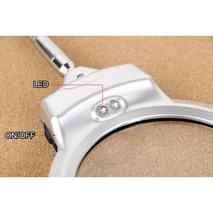 Large Lens Table Desk Magnifier Lamp LED Light Reading Magnifying Glass + Clamp