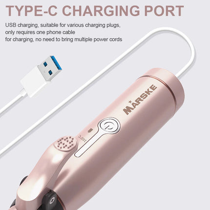 Portable Curling Wand, Mini Cordless Curling Iron USB Rechargeable Ceramic Hair