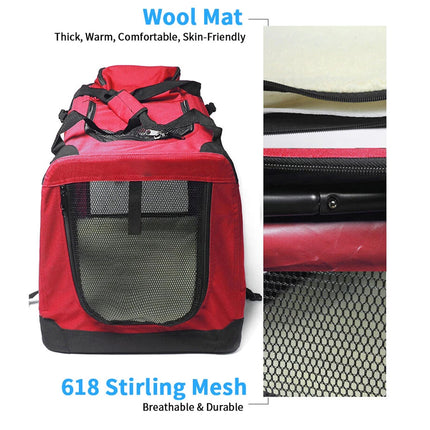 Pet Soft Crate Portable Dog Cat Carrier Travel Cage Kennel Folding Large L Red