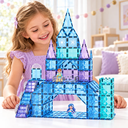 82 Pcs Diamond Magnetic Tiles Mermaid Castle 3D Building Set Christmas Gift