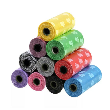 100 Rolls/ 1500 Bags Pet Dog Poo Poop Bags Puppy Waste Biodegradable Bag Disposable BulkOpen Color footprints