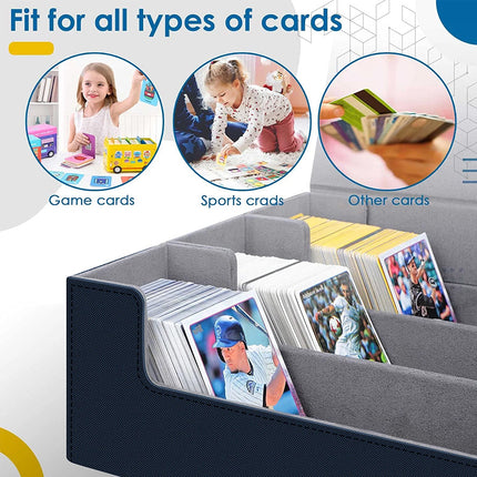 Card Deck Storage Box 1800+ Card Deck Holder Box Trading Card Storage Box Magnet Blue