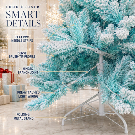 180cm Ice Blue Artificial Christmas Tree 240 LEDs Lighted Spruce Indoor Modern Decor PET