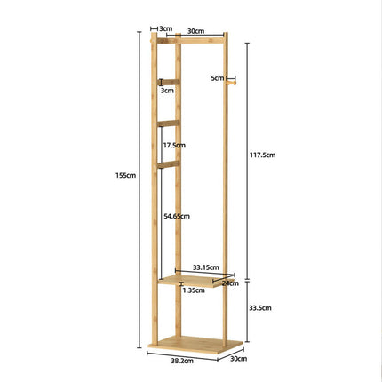 Bamboo Garment Coat Clothes Stand Rack Hat Shoe Thicken Wooden Hanger Shelf Tidy