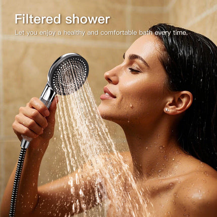 5 IN 1 Filtered Shower Head High Pressure 5 Modes Hard Water Mineral Bead