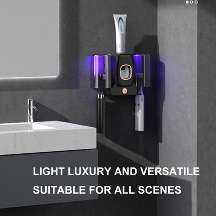 Automatic Toothpaste Dispenser Handsfree Toothbrush Holder Set Holder 2 Cup