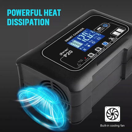 20A Automatic Lithium Battery Charger 12V/24V For Lifepo4 Lead-Acid AGM/Gel/SLA