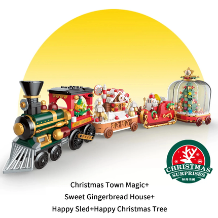 LOZ 4-in-1 Christmas Train Mini Bricks Building Blocks Set Toy Gift Kids Adults