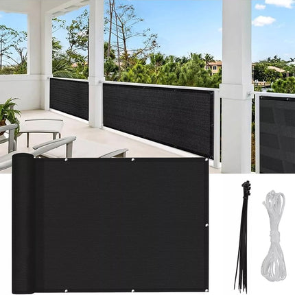 Balcony Privacy Screen Fence Mesh 5M For Balcony Windscreen Sun Shade UV-Proof (Black)