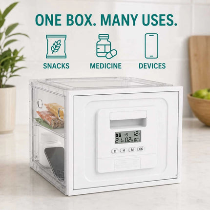 Timer Lock Box Food Snack Phone Medicine Safe 3 Digit Password Foldable Storage