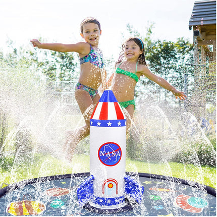 Sprinkler Water Play Mat Rocket Splash Outdoor Inflatable Pad Pool Fun Kids