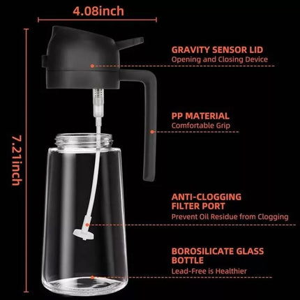 470ml Oil Sprayer & Dispenser – 2-in-1 Glass Bottle Cooking BBQ