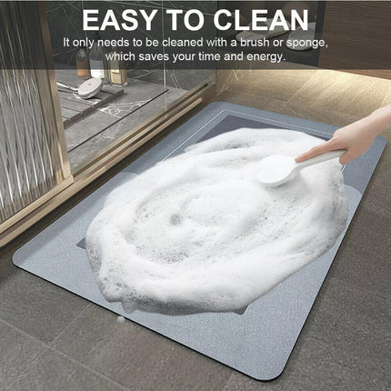 60*90CM Super Absorbent Floor Mat Soft Quick-Drying Non-Slip Diatom Mud Bath Floor Mat Rectangle/Blue