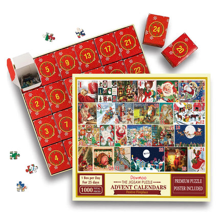 1000pcs Advent Calendar Jigsaw Puzzles Christmas Countdown Gift